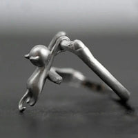Thumbnail for KittyNook Cat Co.'s Sterling Silver Cat Branch Ring has a playful cat design; this adjustable ring is hypoallergenic.