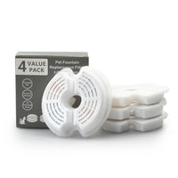 Thumbnail for Four white 4-stage filters for KittyNook Cat Co.’s LED Automatic Pet Water Dispenser, beside a gray “4 Value Pack” box.