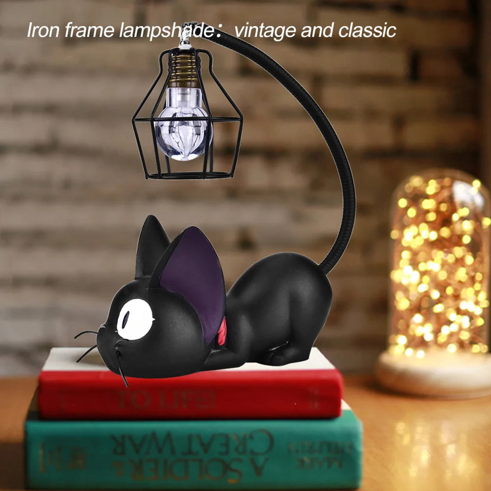 The KittyNook Cat Co. Cute Black Cat Night Light features an iron frame lampshade and is perfect for your bedroom.