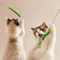 Thumbnail for Two cats enjoy the Feather Wand: Fun & Fitness Combined by KittyNook Cat Co.—the perfect boredom buster for felines.