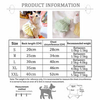 Thumbnail for Chart shows pet dress sizes with a cat in the KittyNook Cat Co. Adorable Cat Summer Dress Cute, dog, guide & weights.