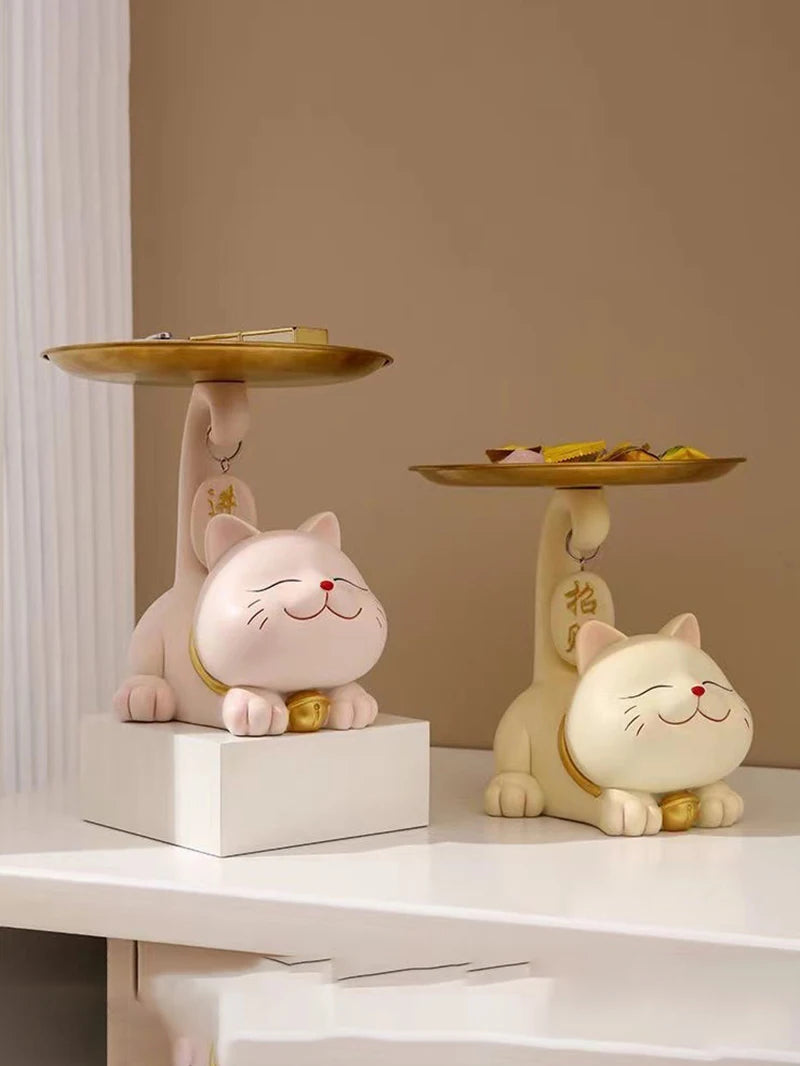 The Chic Cat Metal Key Tray by KittyNook Cat Co. is a cute cat organizer and key caddy with golden trays.