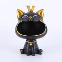 Thumbnail for The KittyNook Cat Co. Creative Cat Key Box is black with gold crown accents and a wide open mouth for cute organization.
