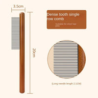 Thumbnail for KittyNook Cat Co. Stainless Steel Cat Comb Pro: 20x3.5cm, 2.1cm needles, dense teeth, brown handle for pets.