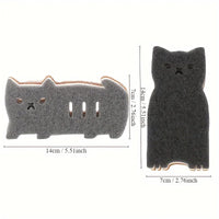 Thumbnail for KittyNook Cat Co. Adorable Cat-Shaped Dish Sponge Set – 4 pieces, with lying and sitting cats shown with measurements.