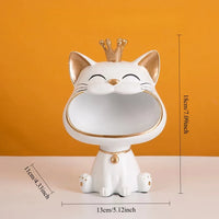 Thumbnail for KittyNook Cat Co. Creative Cat Key Box: White crowned cat with gold accents—stylish feline organization.