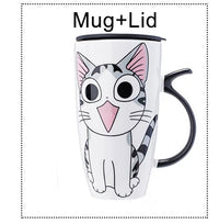 Thumbnail for KittyNook Cat Co. Large 600ml Funny Kitty Gift Mug—white travel mug with cartoon cat & black handle, perfect cat gift!.