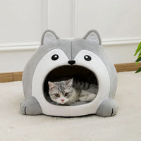 Thumbnail for A cat lounges in the Fluffy Indoor Cat Cave Bed for Kittens by KittyNook Cat Co. on a cream carpet.