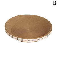Thumbnail for KittyNook Cat Co. Cat Scratcher Cardboard: round, brown, with cat face rim; perfect for claws. 