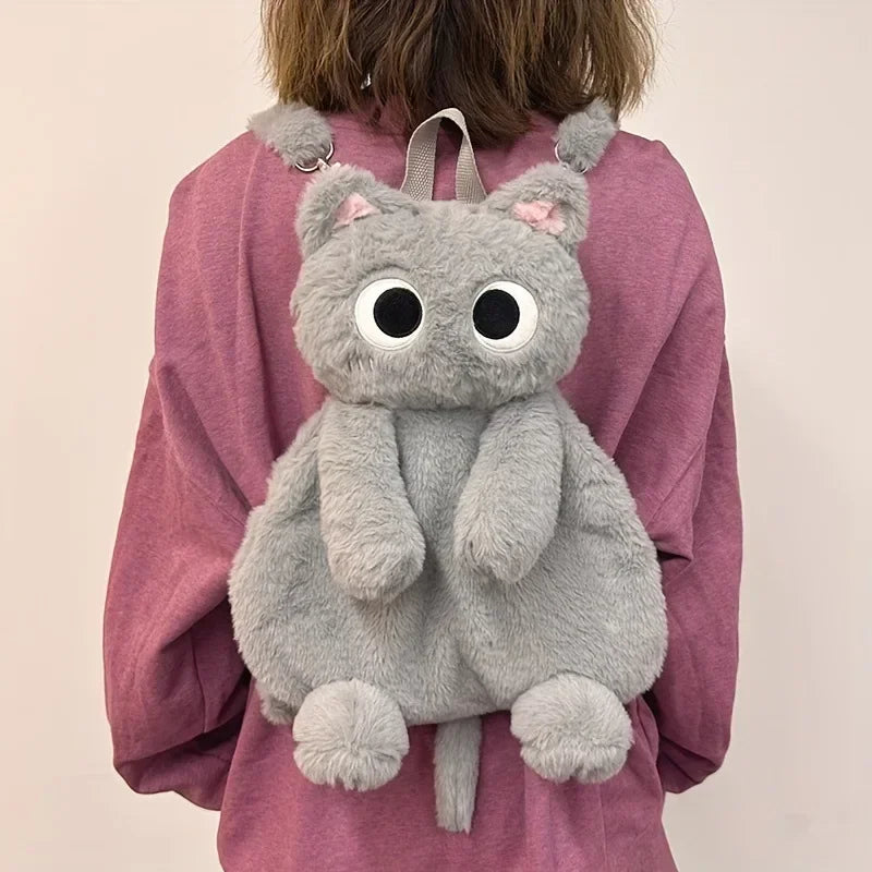 girls limited too kitty cat plush mini backpack Plush Cat Bags Grey Cat Backpack