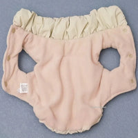 Thumbnail for The KittyNook Cat Co. Ultra-Soft Padded Winter Cat Jacket in beige, with snap buttons, laid flat on a blue surface.