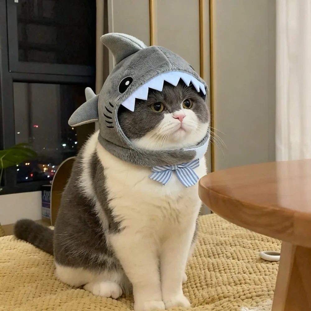Cute Cartoon Shark Cat Hat - KittyNook Cat Co.