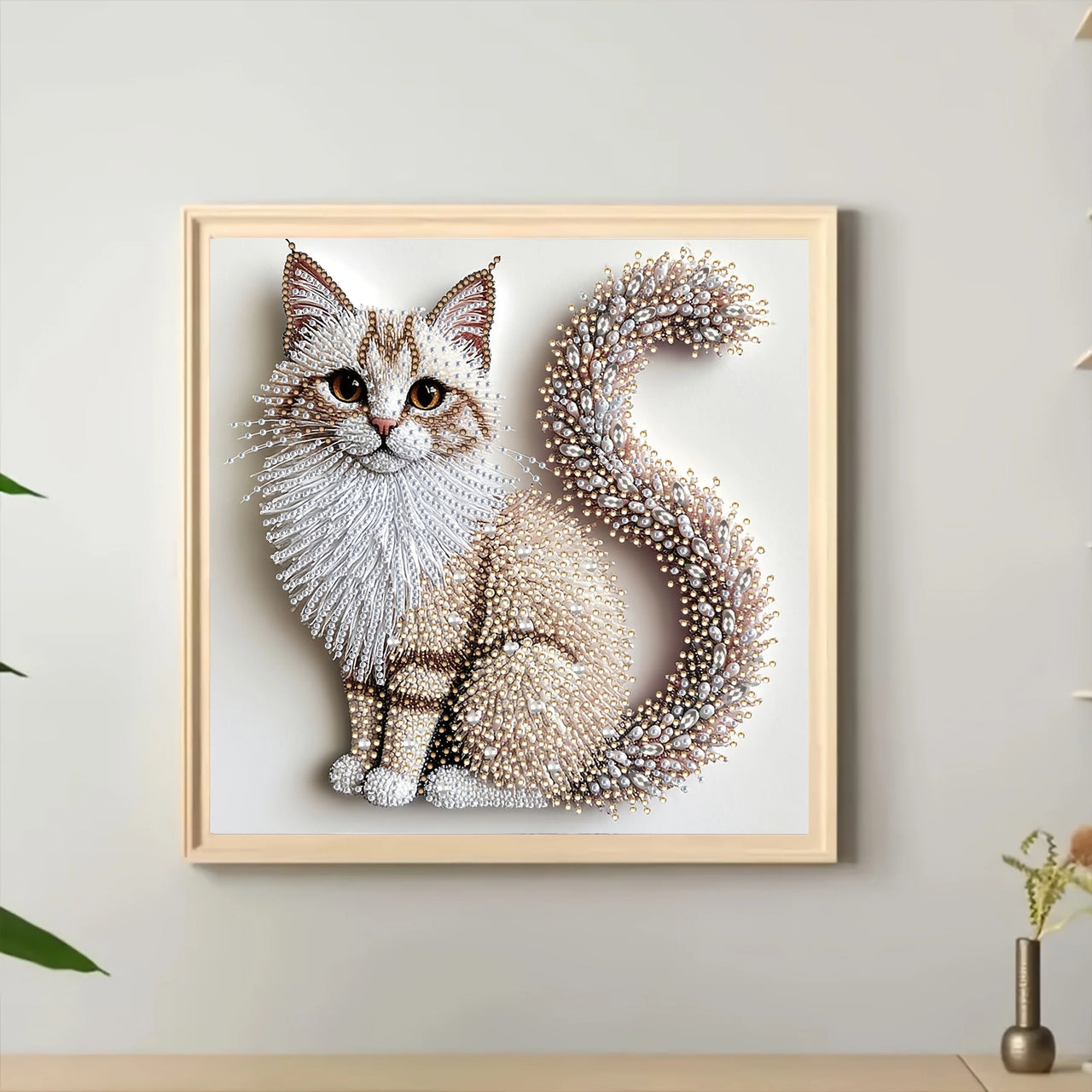 The DIY Crystal Cat Portrait Set by KittyNook Cat Co. features a framed crystal cat art for modern rooms.