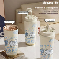 Thumbnail for KittyNook Cat Co. Cartoon Kitty Stainless Steel Travel Cups: straight, round mouth, or hidden suction tube styles.
