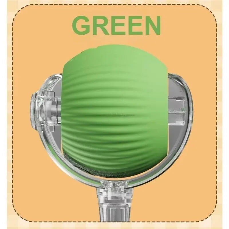 The Smart Rolling Cat Ball by KittyNook Cat Co. offers 4 hours of interactive play, shown on an orange "GREEN" background.