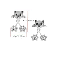 Thumbnail for KittyNook Cat Co. Vintage Silver Cat Back-Hanging Earrings, 1.5cm x 1.1cm—chic kitten silhouette for any style.