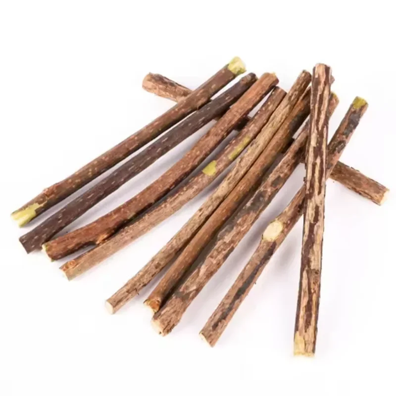 KittyNook Cat Co.’s Natural Silvervine Chew Toy Kit features bark-covered sticks resembling wood on a white background.