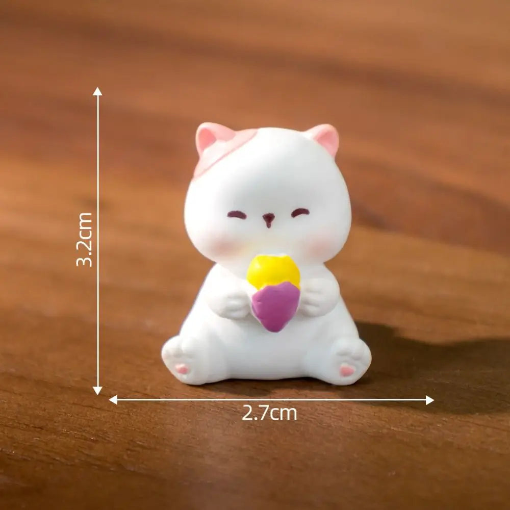 KittyNook Cat Co. Creative Cat Doll Car Ornament: small white resin cat, 3.2cm x 2.7cm, cute car accessory.