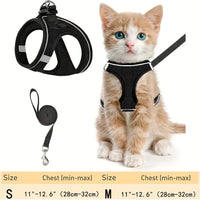Thumbnail for The Ultimate Escape-Proof Harness & Lead Set from KittyNook Cat Co.; S/M size chart below; ensures kitten safety.