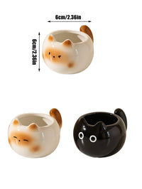 Thumbnail for The KittyNook Cat Co. Siamese Cat Coffee Cup: a 6cm x 6cm mug in black and white, perfect for cat lovers.