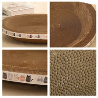 Thumbnail for KittyNook Cat Co. Oval Corrugated Cat Scratching Board shown close-up and wide, acts as a furniture protector.
