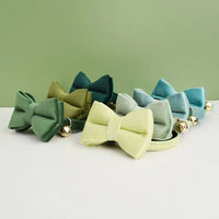 Thumbnail for KittyNook Cat Co. Velvet Cat Collar in green or blue with gold bell—luxuriously soft and perfectly fitted for cats.