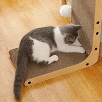 Thumbnail for KittyNook Cat Co. Durable L-Shape Cardboard Scratching Post—stylish cat furniture protector in gray and white.