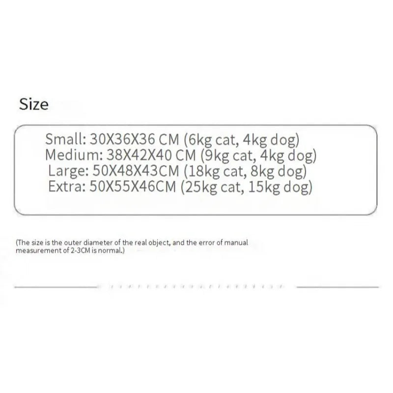 KittyNook Cat Co. Ultra Soft Cat Nest size chart shows bed dimensions and weight ranges for each option.