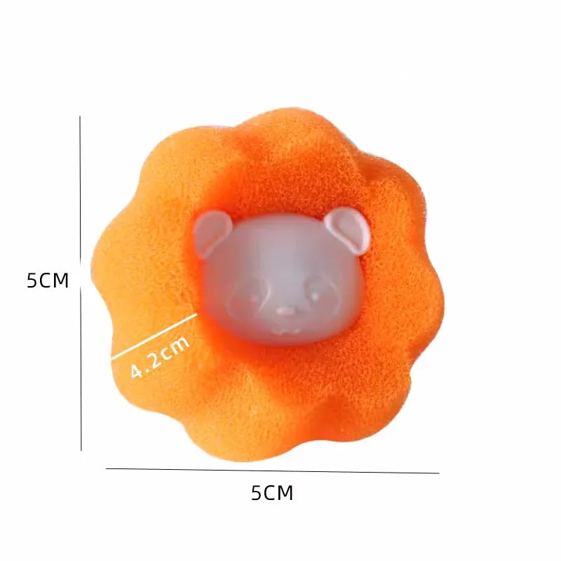 KittyNook Cat Co. The Laundry Pet Hair Filter: orange flower sponge with bear face; removes pet hair in laundry, 5x5cm.