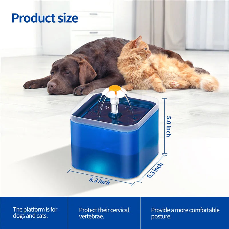 KittyNook Cat Co. LED Automatic Pet Water Dispenser, 4-stage filter, 6.3″x6.3″x5.0″, for cats & dogs.