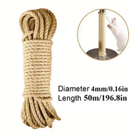 Thumbnail for KittyNook Cat Co. Purrfect Haven Natural Sisal Rope Scratcher, 4mm thick, 50m long—ideal for DIY cat scratching posts.