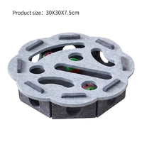 Thumbnail for KittyNook Cat Co. Interactive Felt Cat Maze Puzzle Box, 30x30x7.5 cm, with tunnels and colorful balls for enrichment.