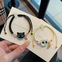 Thumbnail for Two KittyNook Cat Co. Lucky Charm Bracelets for Good Fortune with cat face charms—perfect Pet Parent Gift.