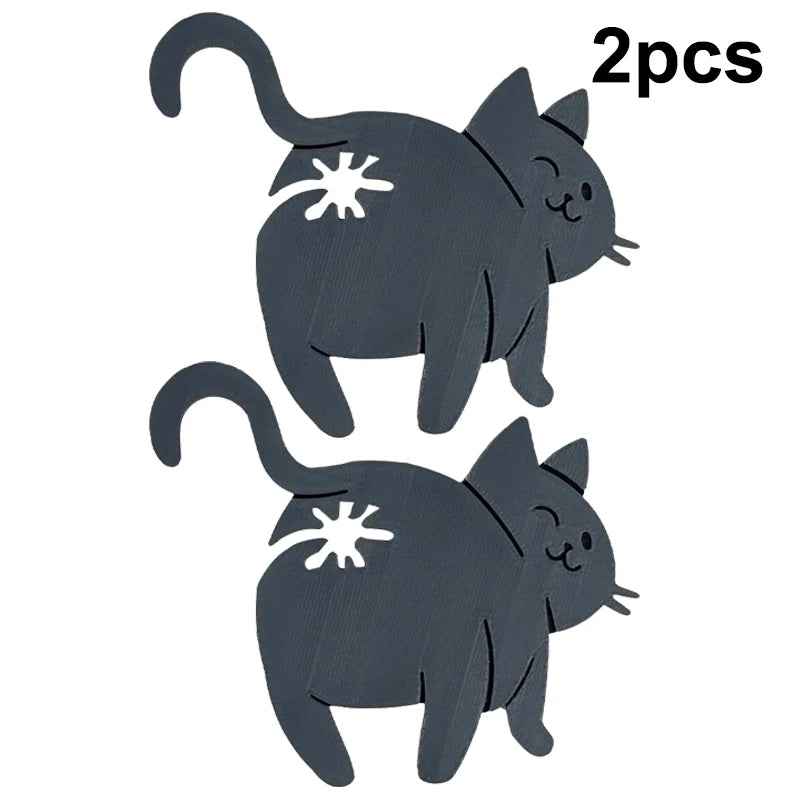 KittyNook Cat Co. Cat Butt Bread Clip—2 black cat-shaped food bag sealers with cute cut-out stars near their tails.