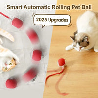 Thumbnail for A cat plays for fun and exercise with KittyNook Cat Co.'s Smart Rolling Cat Ball: 4 Hours of Interactive Play (2025 Upgrade).