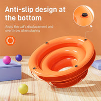 Thumbnail for KittyNook Cat Co. 3-Layer Interactive Cat Toy Tower with Balls on wood floor, surrounded by colorful balls and block.