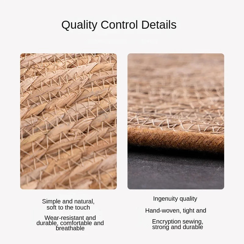 Close-up of woven mat texture—KittyNook Cat Co. Natural Rattan Cat Scratcher is an eco-friendly choice for cats.
