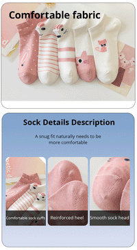 Thumbnail for Five pairs of Sweet Kitty Pink Short Tube Socks by KittyNook Cat Co. with cute cat designs and comfy details for women.