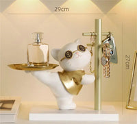 Thumbnail for KittyNook Cat Co. Lucky Cat Key Jewelry Storage: a stylish cat figurine tray and stand for organizing accessories.