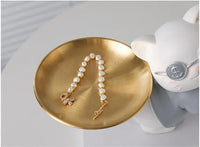 Thumbnail for The KittyNook Cat Co. Lucky Cat Key Jewelry Storage displays a pearl bracelet with gold accents as a stylish organizer.