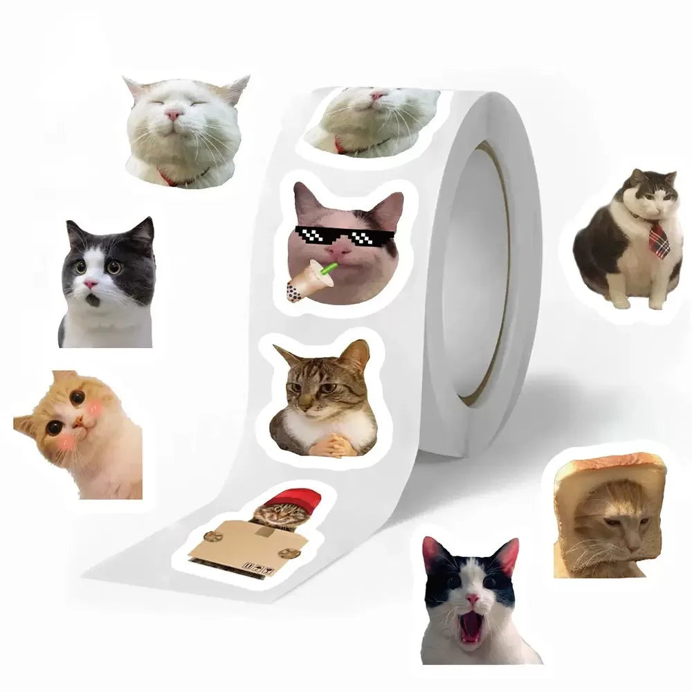 KittyNook Cat Co. Unique Cute Cat Graffiti Stickers: fun cat faces, poses & extra waterproof vinyl decals in each roll.