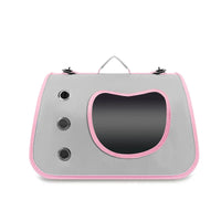 Thumbnail for KittyNook Cat Co. Portable Pet Carrier Bag: gray, pink trim, 3 ventilation holes, cat-shaped window for comfy travel.