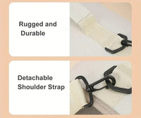 Thumbnail for Two close-ups show the beige strap with black clasp on KittyNook Cat Co.’s Premium Foldable Small Cat Carrying Bag.
