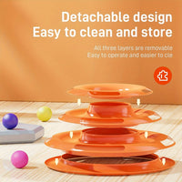Thumbnail for KittyNook Cat Co. 3-Layer Interactive Cat Toy Tower: colorful balls, detachable and easy to clean for playful cats.