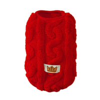 Thumbnail for Ultra-Soft Thermal Fleece Cat Sweatshirt by KittyNook Cat Co., bright red with cable knit and crown 