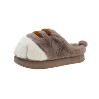 Thumbnail for KittyNook Cat Co. Adorable Kitty Claw Slippers: plush brown and white, orange accents, cozy sole.