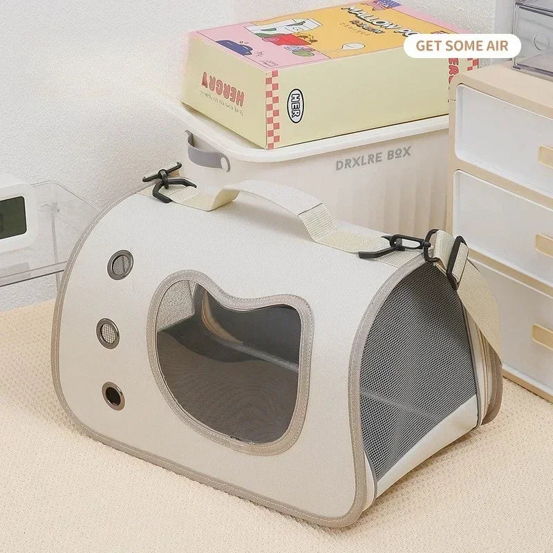 KittyNook Cat Co. Premium Foldable Small Cat Carrying Bag—lightweight with mesh windows, perfect for travel.