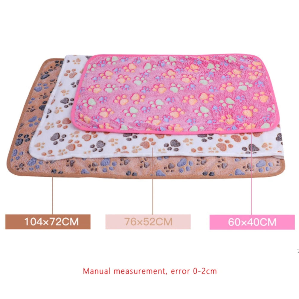 SnugglePaws Luxe Fleece Pet Blanket by KittyNook Cat Co., in brown, white & pink, sizes: 104x72cm, 76x52cm, 60x40cm.
