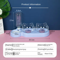 Thumbnail for KittyNook Cat Co. Automatic Water Renewal Cat Bowl—dual cat-shaped bowls with advanced filtration; size details shown.