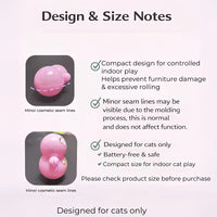 Thumbnail for Infographic of KittyNook Cat Co. Cat Rolling Toy Set showing two self-rolling toys with seams, features, and safety usage.